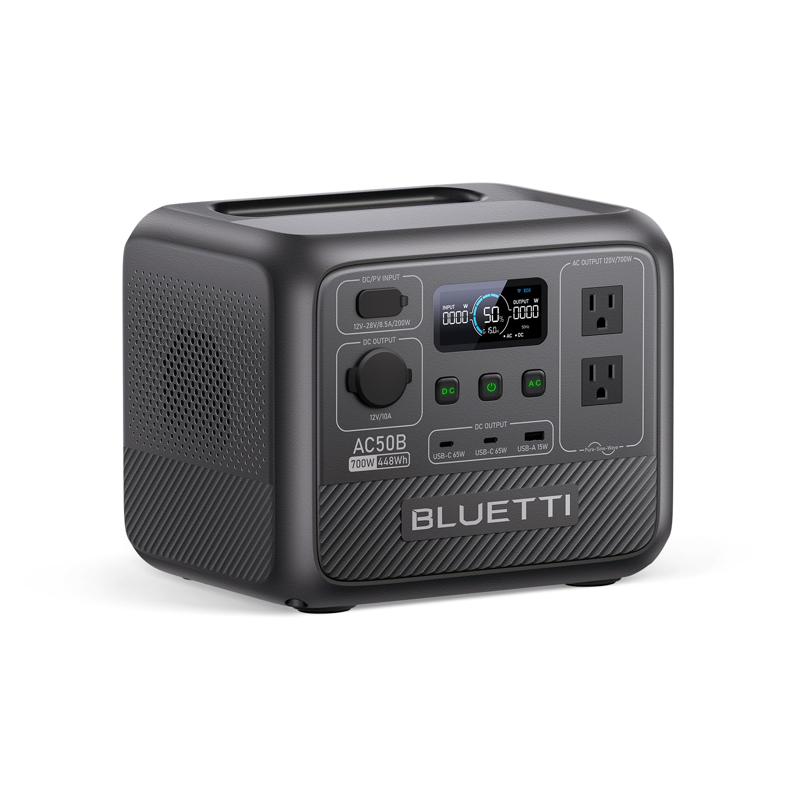 BLUETTI AC50B Portable Power Station, 448Wh Solar Generator LiFePO4 Battery Backup w/ 2 700W AC Outlets (Power Lifting 1000W), 0-80% in 45 Min, for Camping, Road Trip, Outage (Solar Panel Optional)