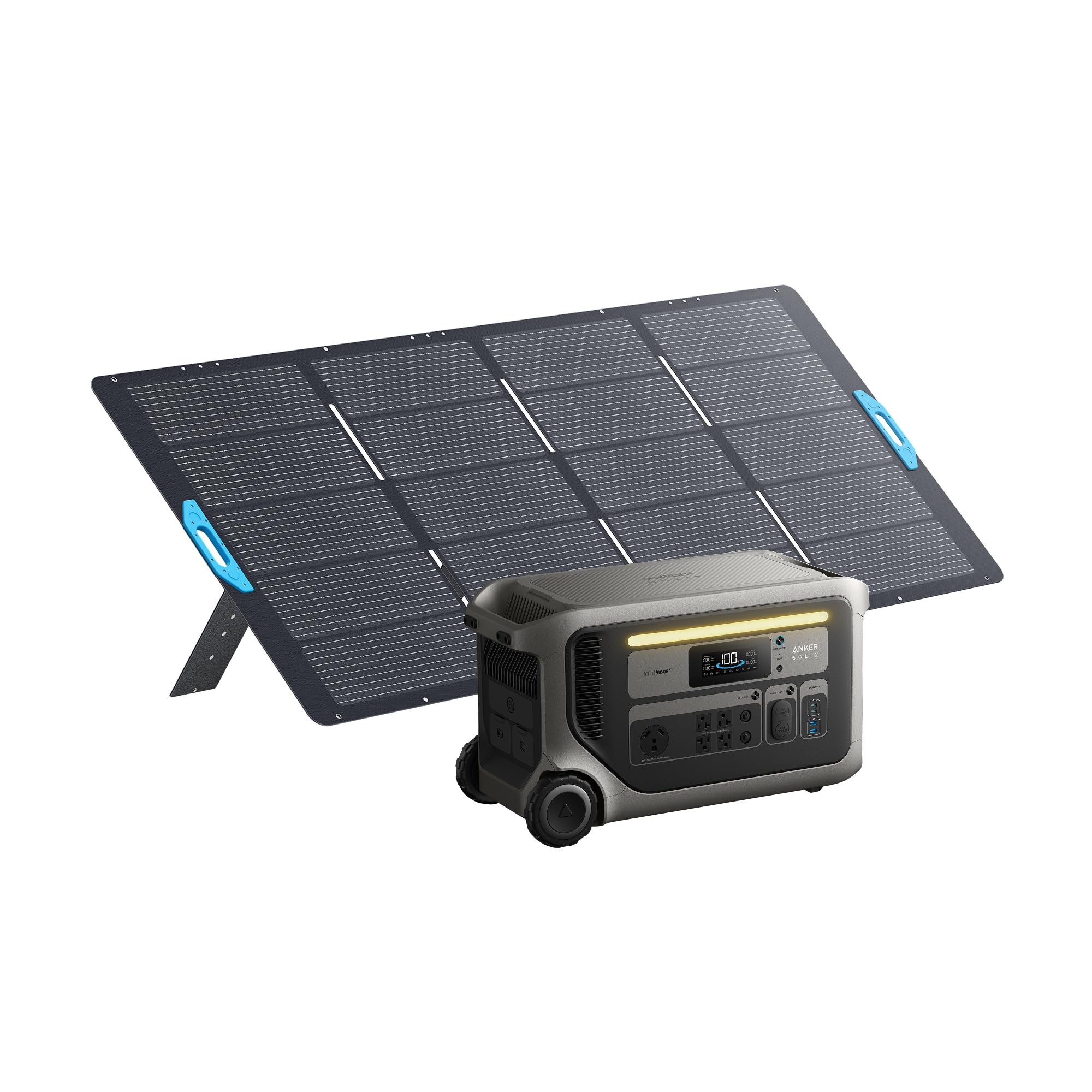Anker SOLIX F3000 Portable Power Station and 400W Solar Panel, 3,072Wh, 6,000W Recharging, Solar Generator for Home Use, Expandable to 24kWh, For Outages, Camping, RVs, and Emergencies